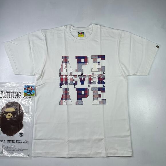 OG BAPE A.S.N.K.A Check Tee Size L - Picture 1 of 8